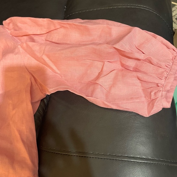 Harshman Anthropologie Brand DREW POPOVER Soft Pink LINEN Blouse size small - Picture 7 of 12